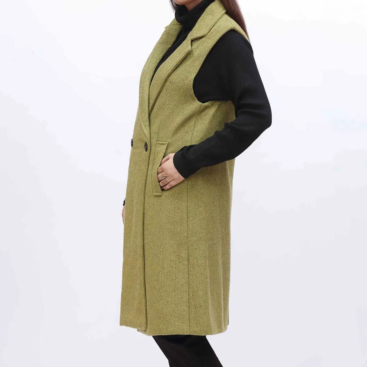 1PC- Buttoned Sleeveless Coat PW3003