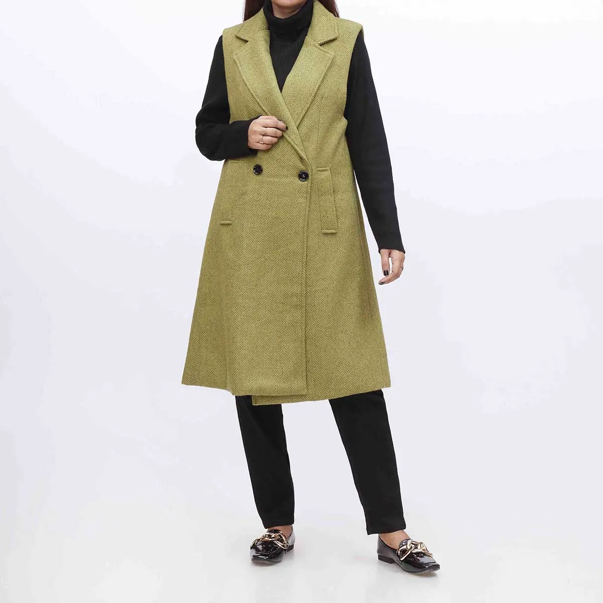 1PC- Buttoned Sleeveless Coat PW3003