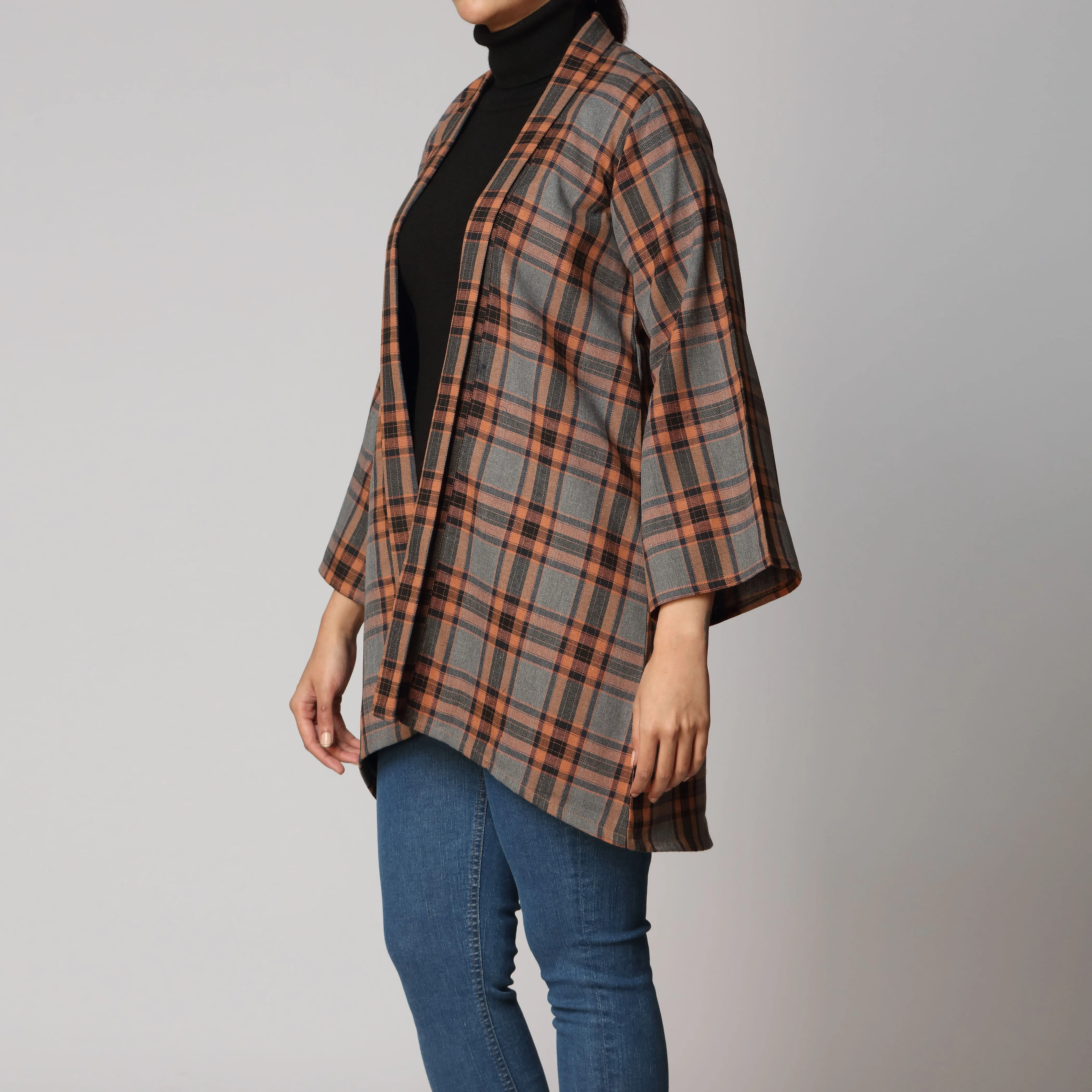 1PC- Flannel Checkered Open Shirt PW2311