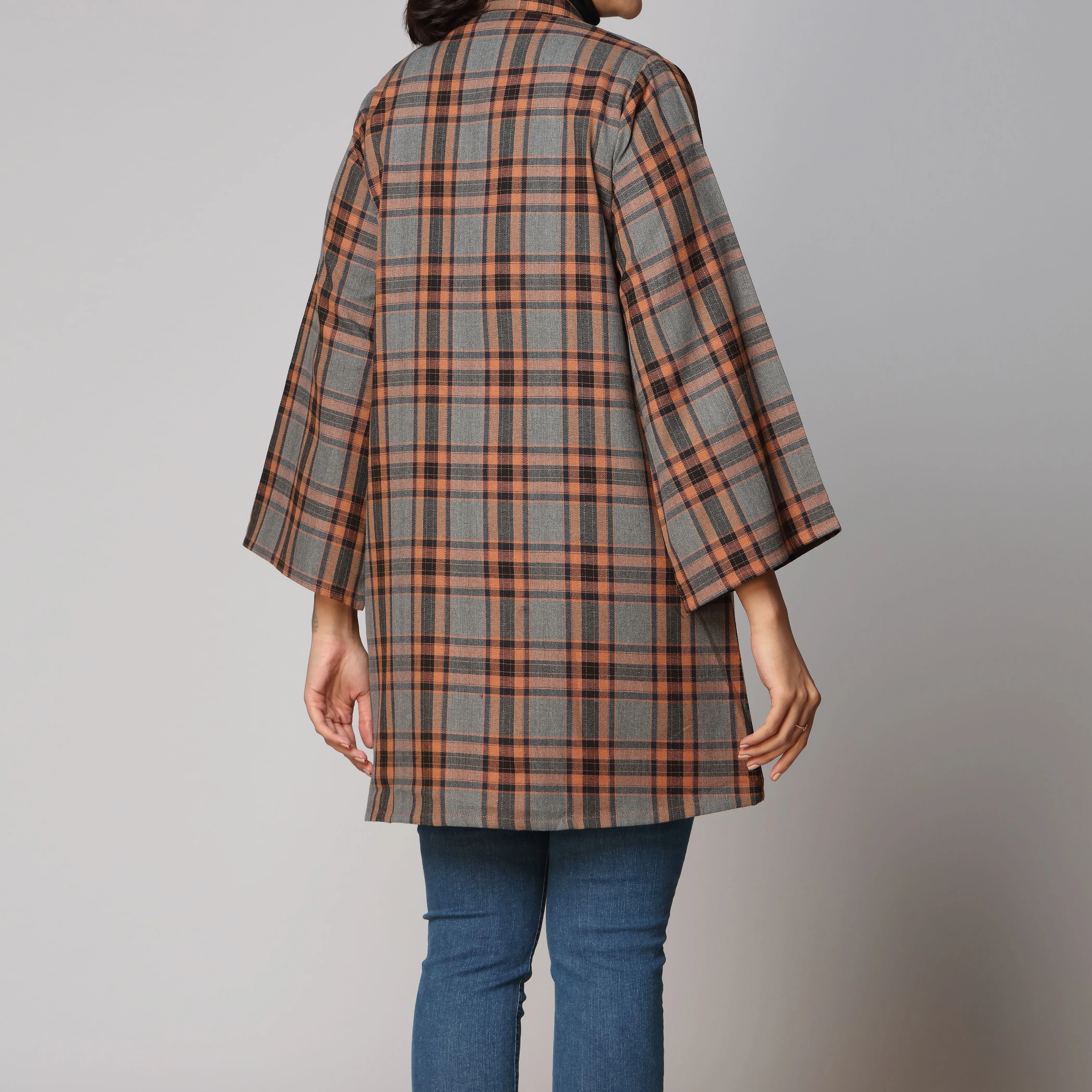 1PC- Flannel Checkered Open Shirt PW2311