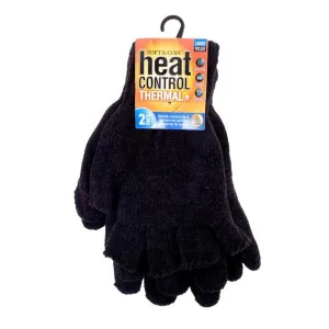 2 Pack Women Black Thermal Heat Control Fingerless Gloves