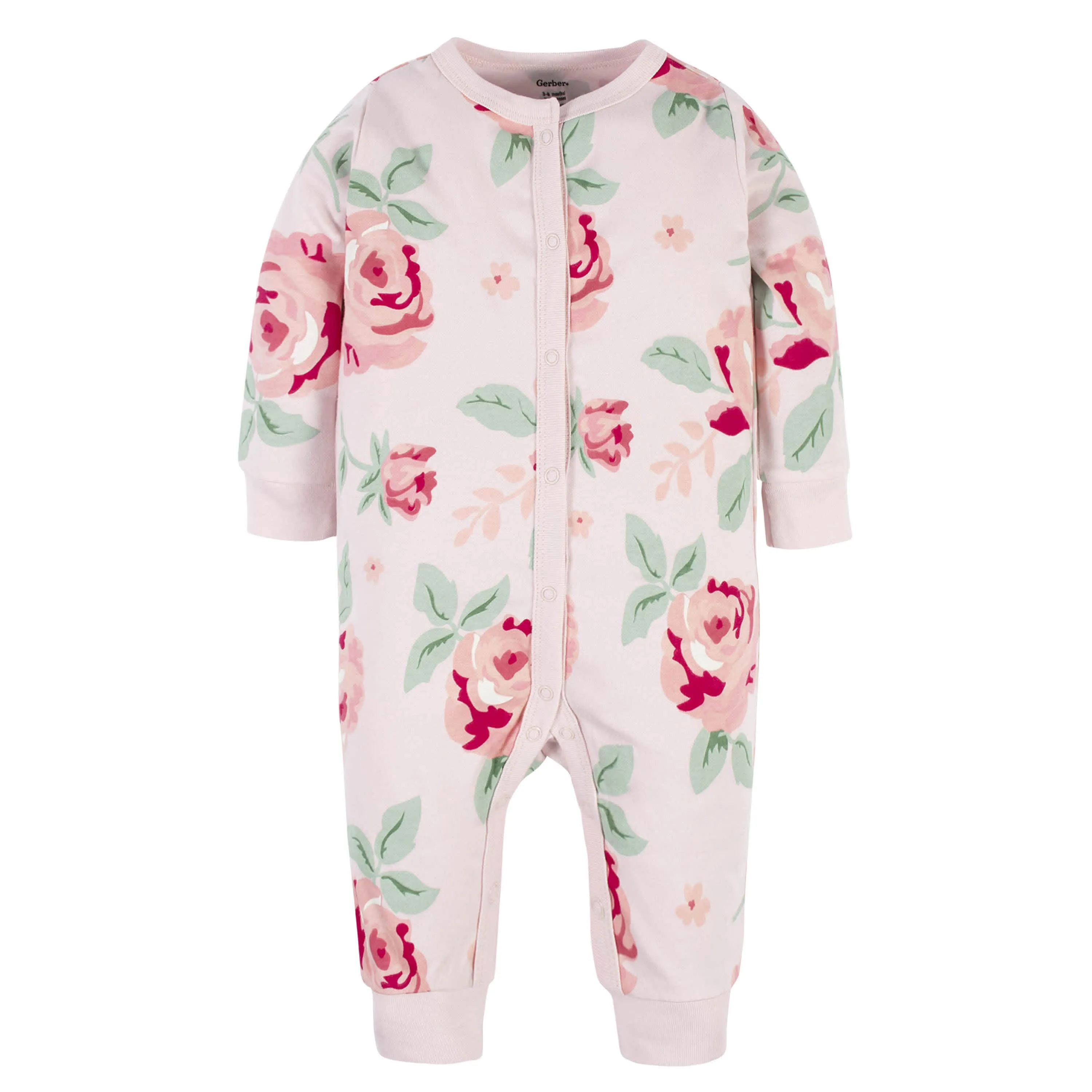 2-Piece Baby Girls Pink Garden Coverall & Headband Set