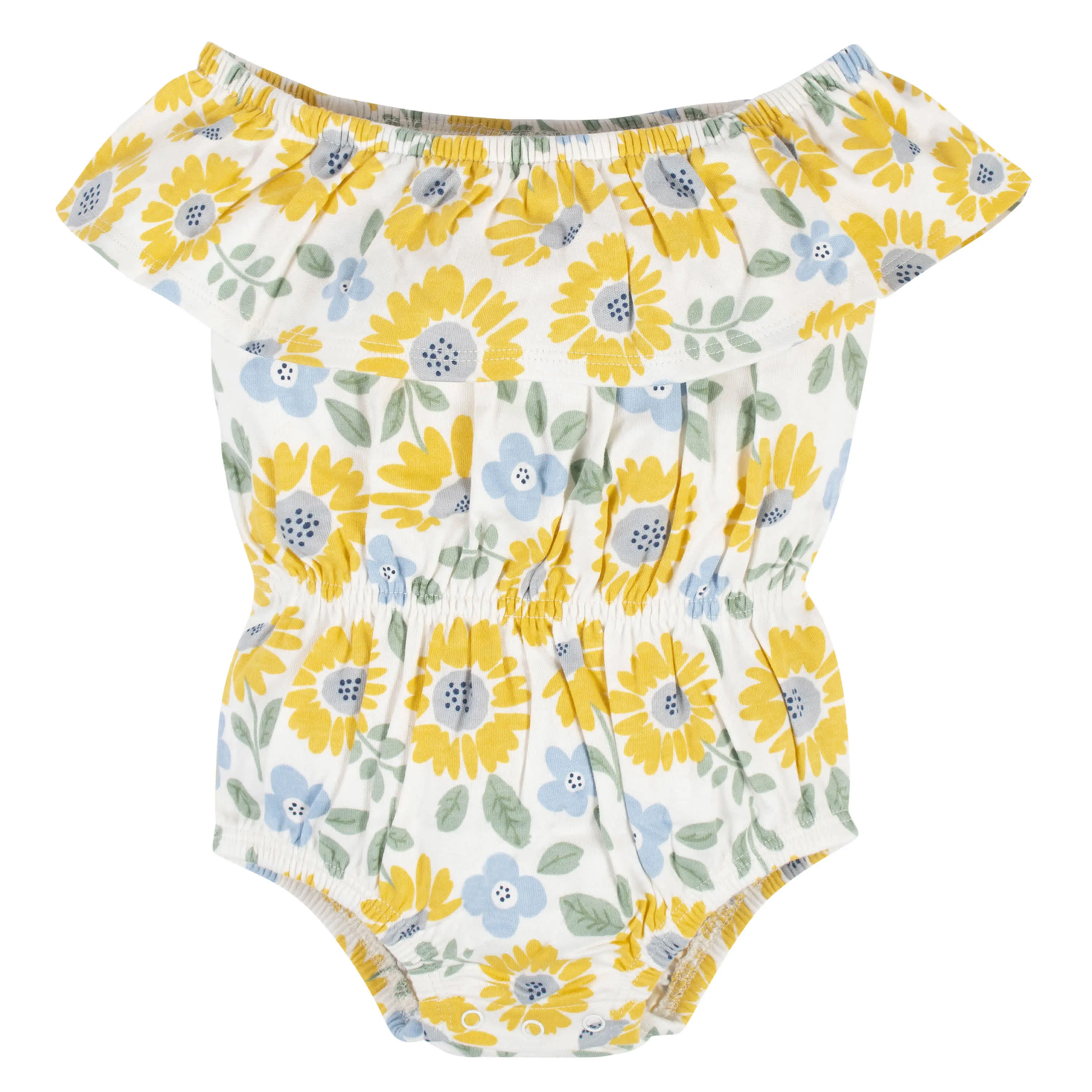 2-Piece Baby Girls Sunny Garden Wide Neck Sunsuit Romper & Headband Set