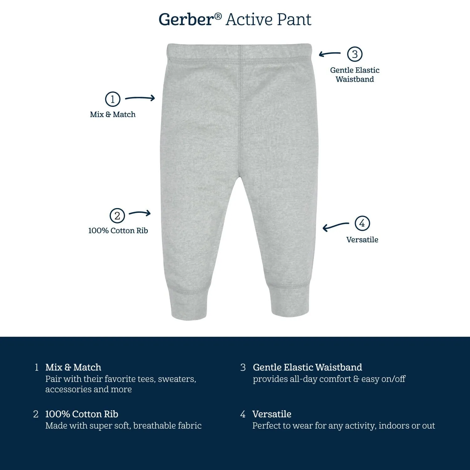 3-Pack Baby Boys Green, Gray, & Blue Pants