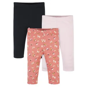 3-Pack Baby Girls Floral, Pink, & Black Leggings