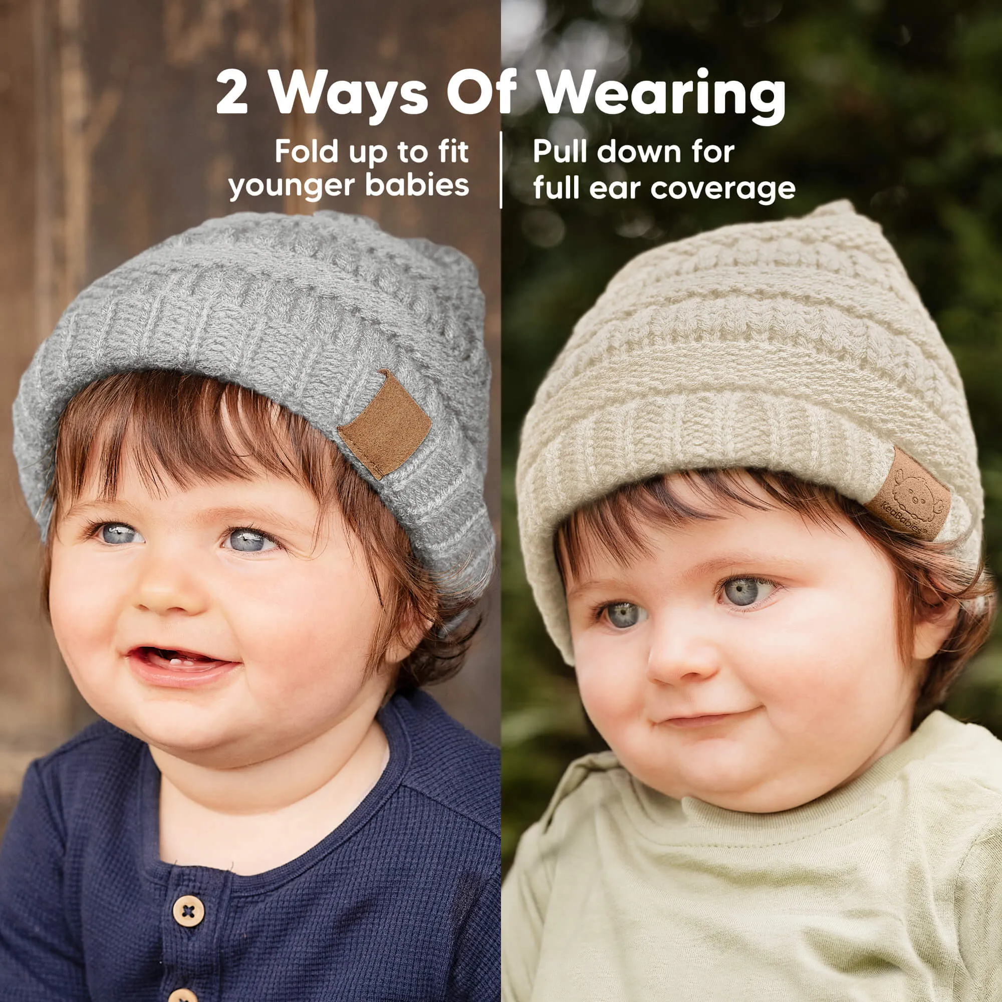 3-Pack Warmzy Baby Beanies (Cloud, M)