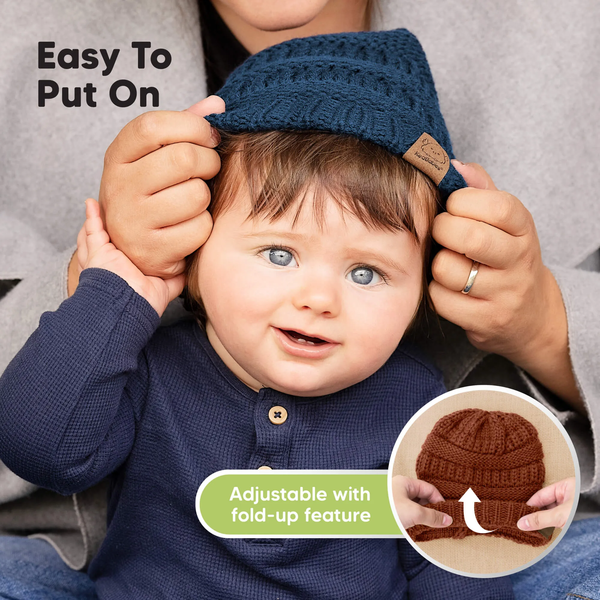 3-Pack Warmzy Baby Beanies (Cloud, M)