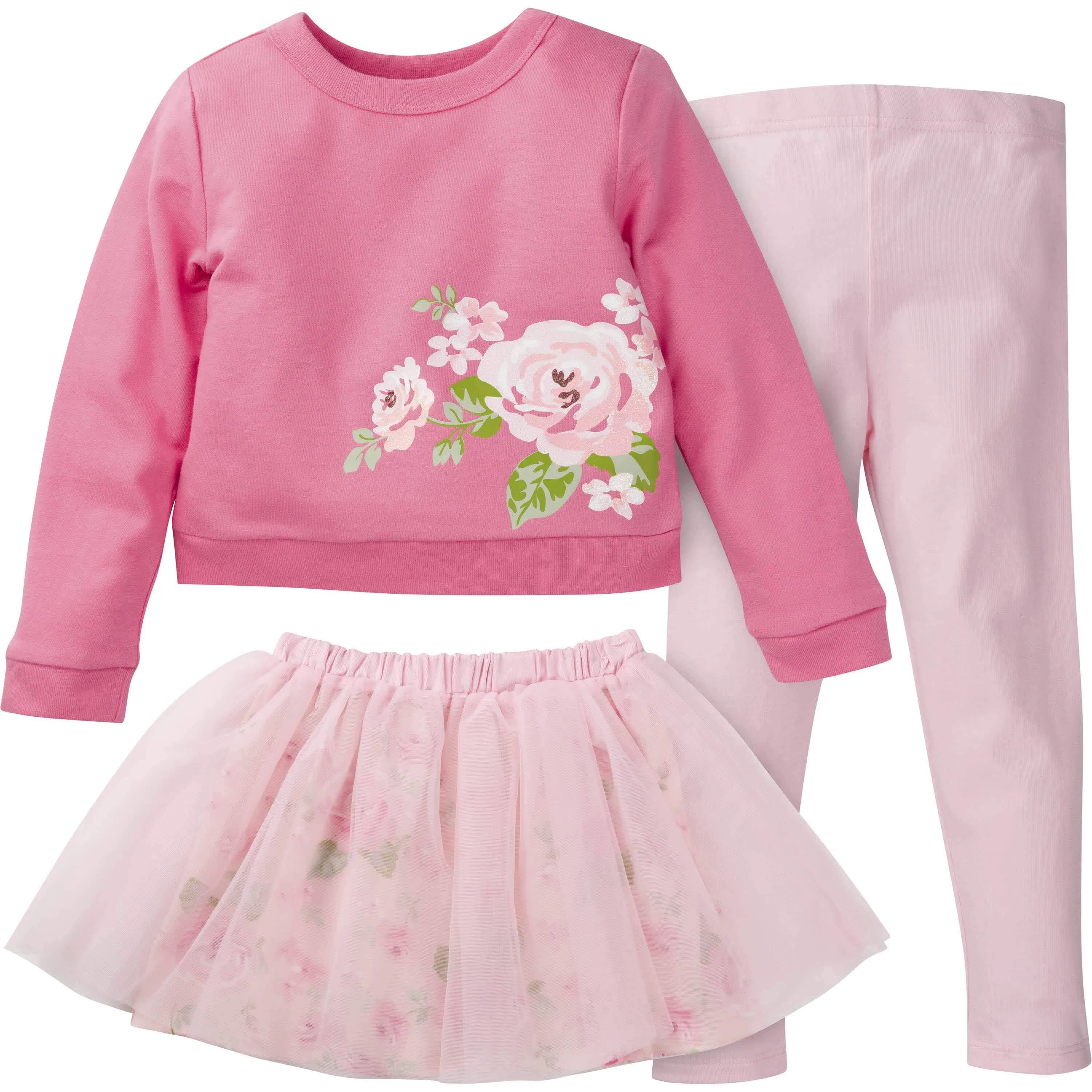 3-Piece Baby & Toddler Girls Feelin' Floral French Terry Top, Tulle Tutu, & Legging Set