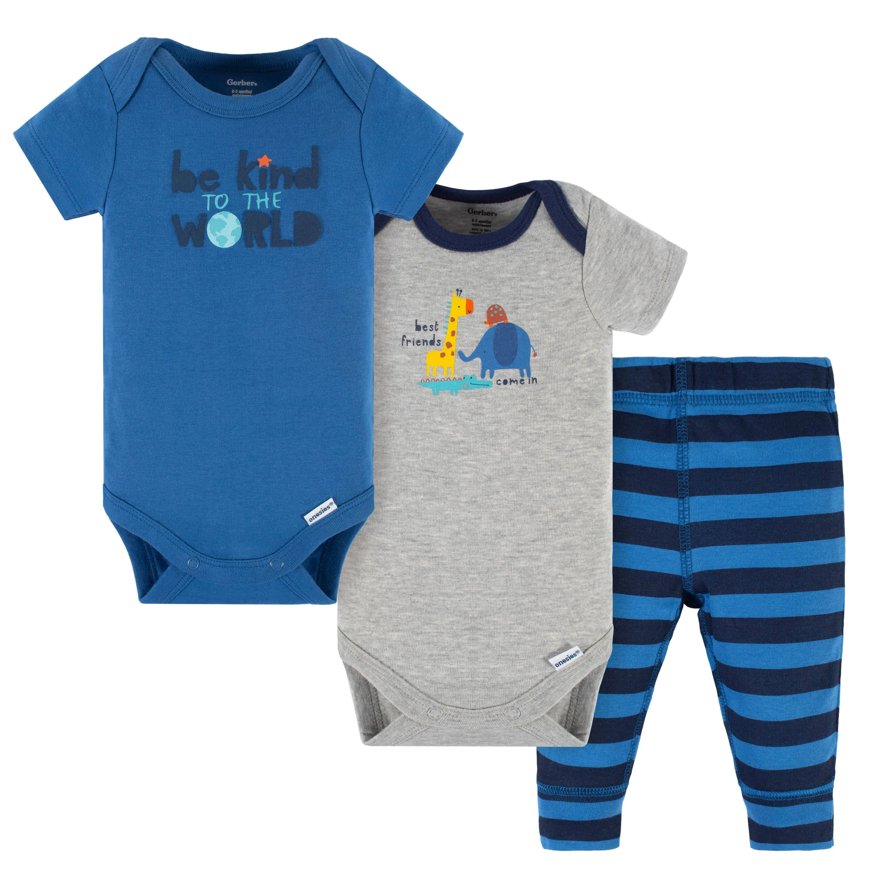 3-Piece Baby Boys Wild & Free Short Sleeve Onesies® Bodysuits & Pants Set