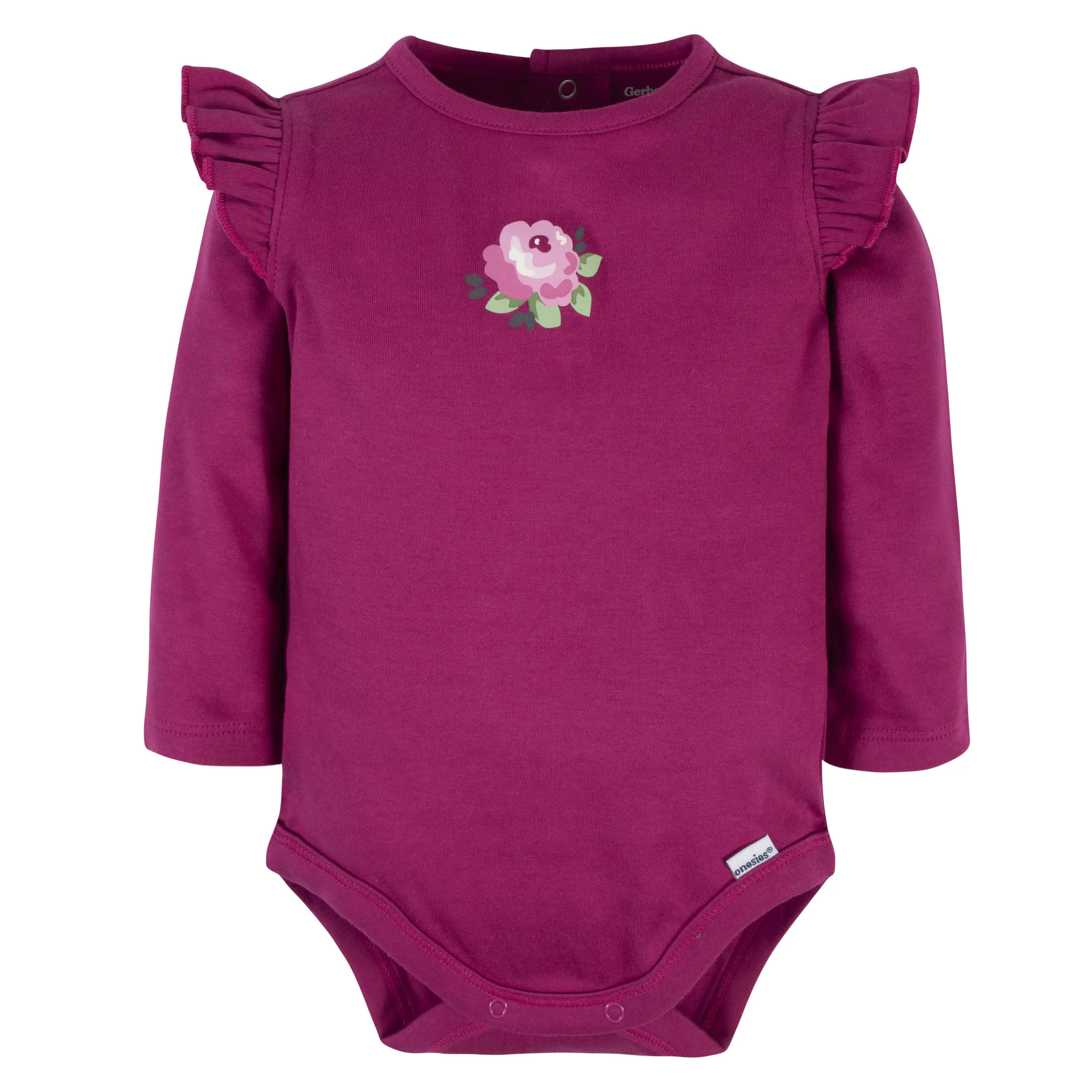 3-Piece Baby Girls Burgundy Garden Onesies® Bodysuit, Pants & Headband Set