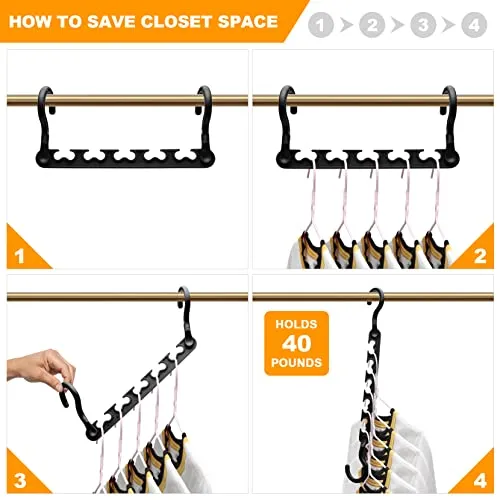 4 Pack College-Dorm-Room-Essentials for Girls,Closet-Organizers and Storage,Closet-Storage Plastic Clothes Hangers with 5 Holes Hangers Space Saving