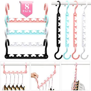 4 Pack College-Dorm-Room-Essentials for Girls,Closet-Organizers and Storage,Closet-Storage Plastic Clothes Hangers with 5 Holes Hangers Space Saving