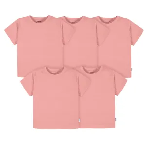 5-Pack Baby & Toddler Girls Mauve Pink Premium Short Sleeve T-Shirts