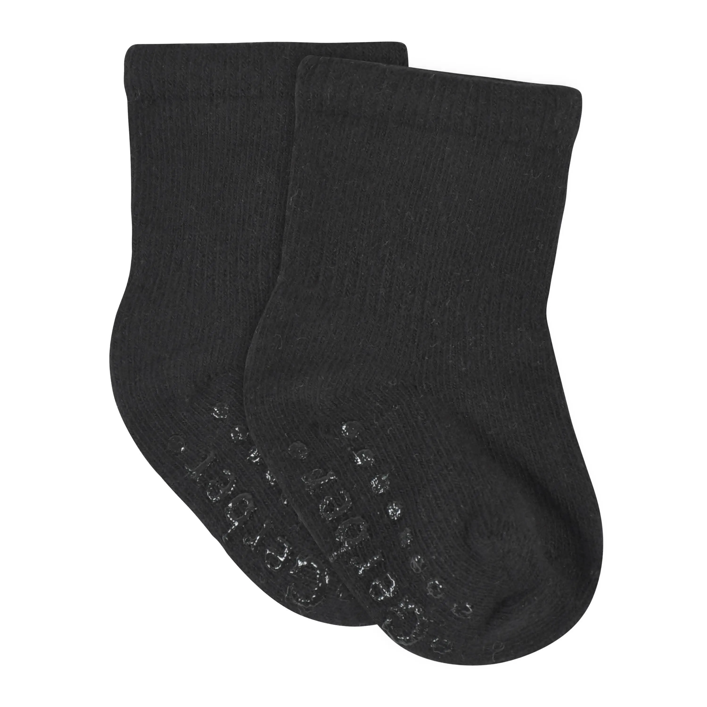 8-Pack Baby & Toddler Black Wiggle Proof® Jersey Crew Socks