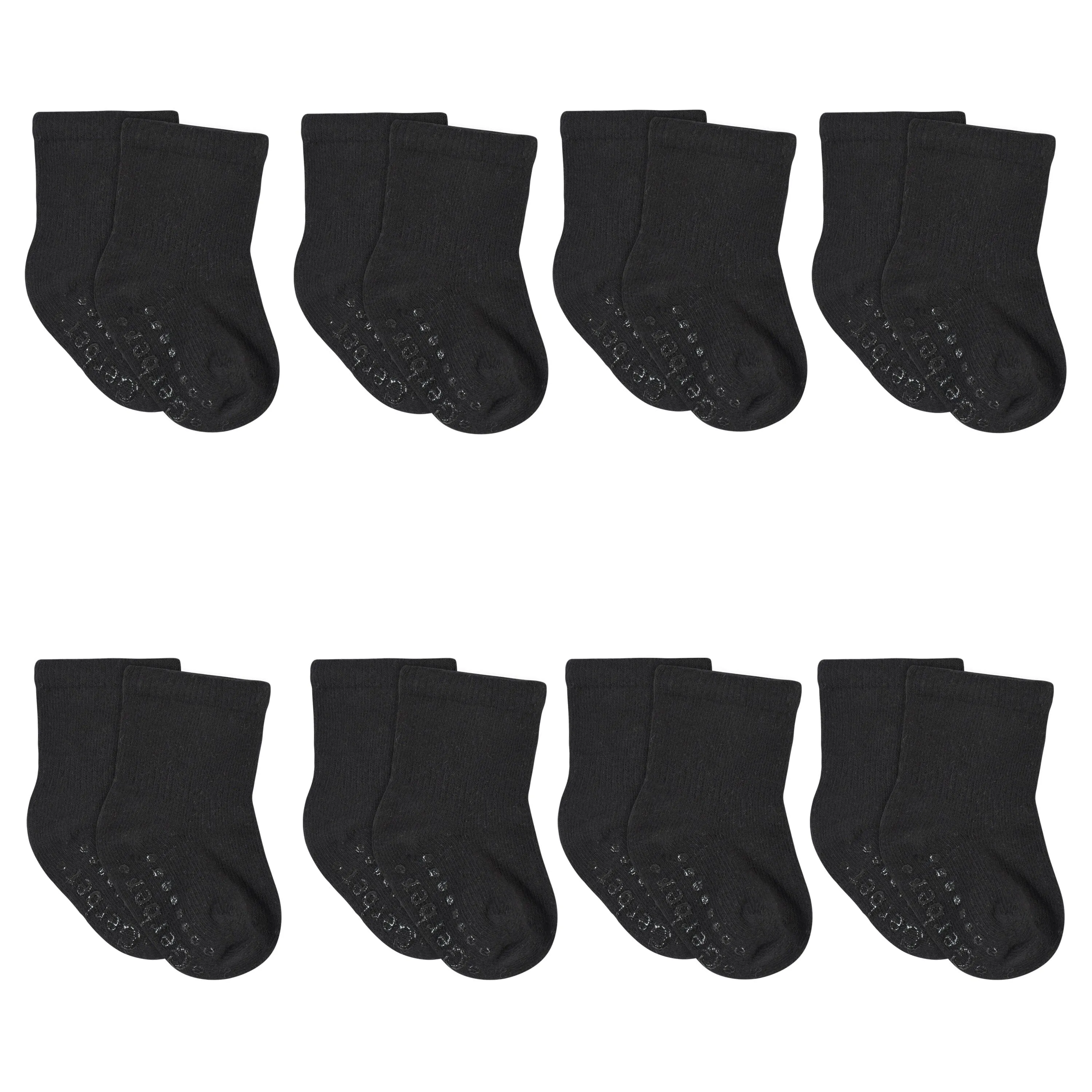 8-Pack Baby & Toddler Black Wiggle Proof® Jersey Crew Socks