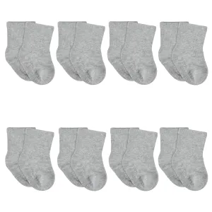 8-Pack Baby & Toddler Gray Heather Wiggle Proof® Jersey Crew Socks