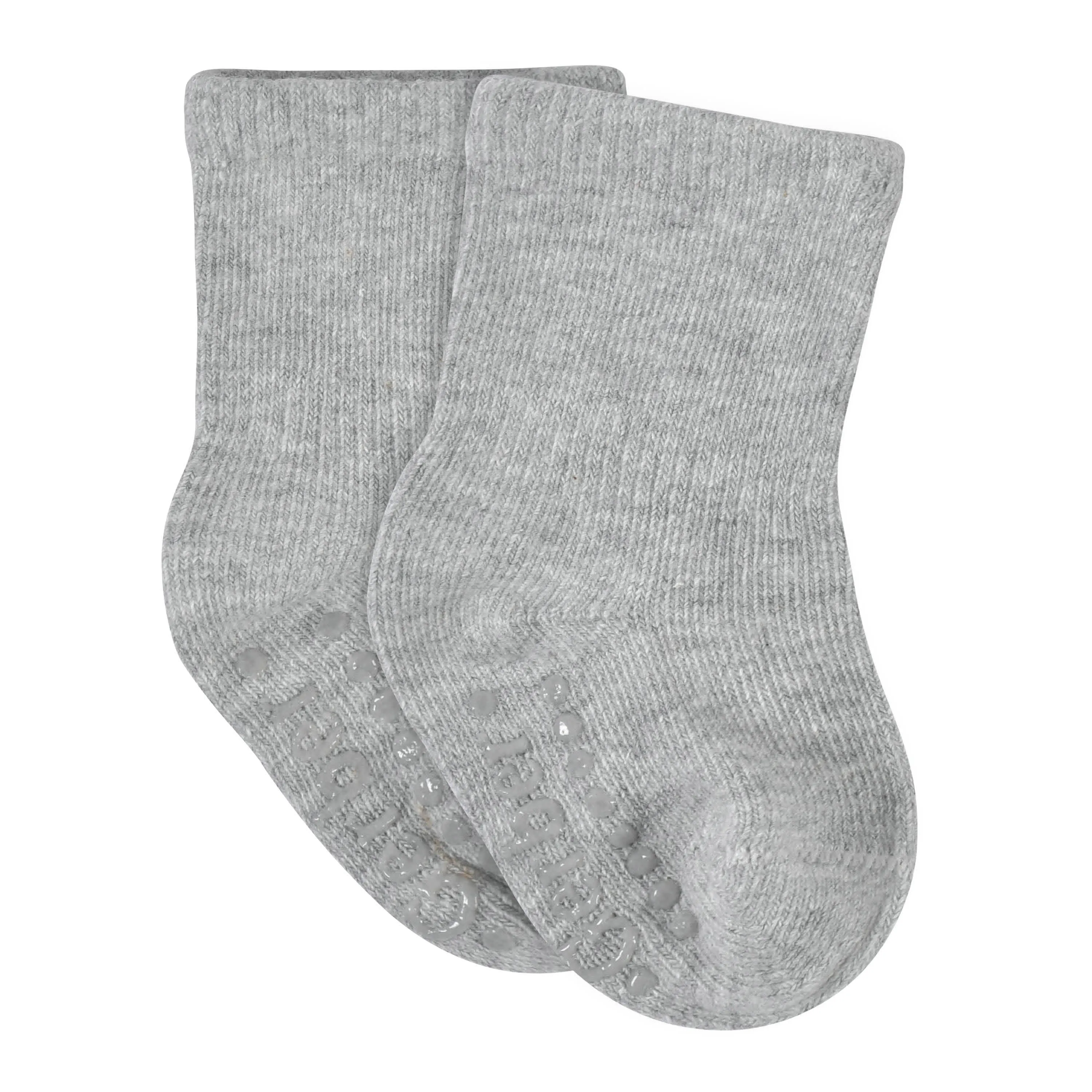 8-Pack Baby & Toddler Gray Heather Wiggle Proof® Jersey Crew Socks