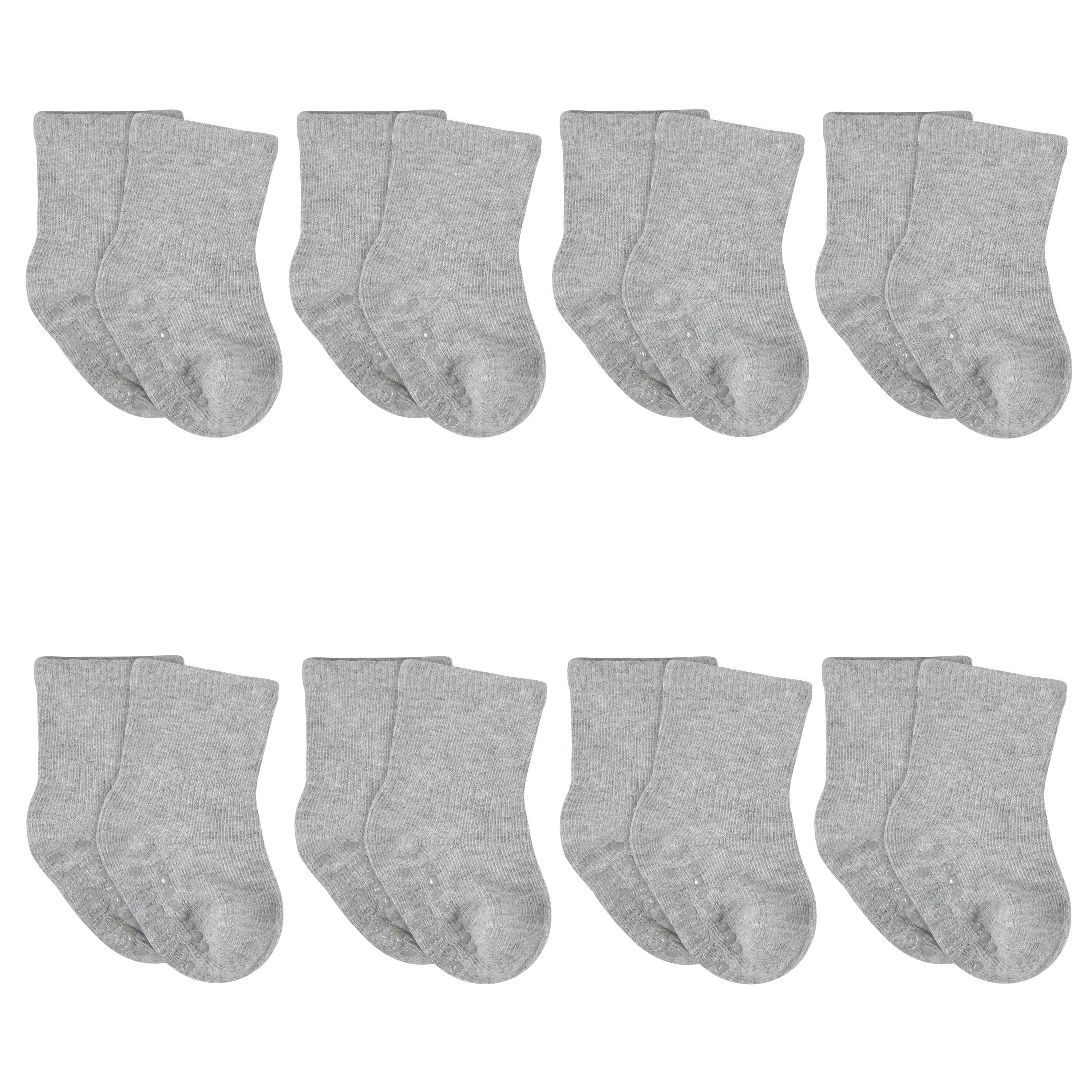 8-Pack Baby & Toddler Gray Heather Wiggle Proof® Jersey Crew Socks