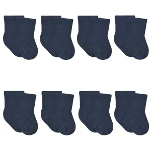 8-Pack Baby & Toddler Navy Wiggle Proof® Jersey Crew Socks