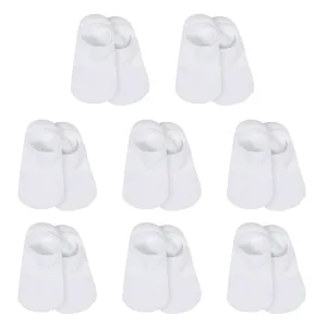 8-Pack Baby & Toddler White Wiggle Proof® No Show Socks