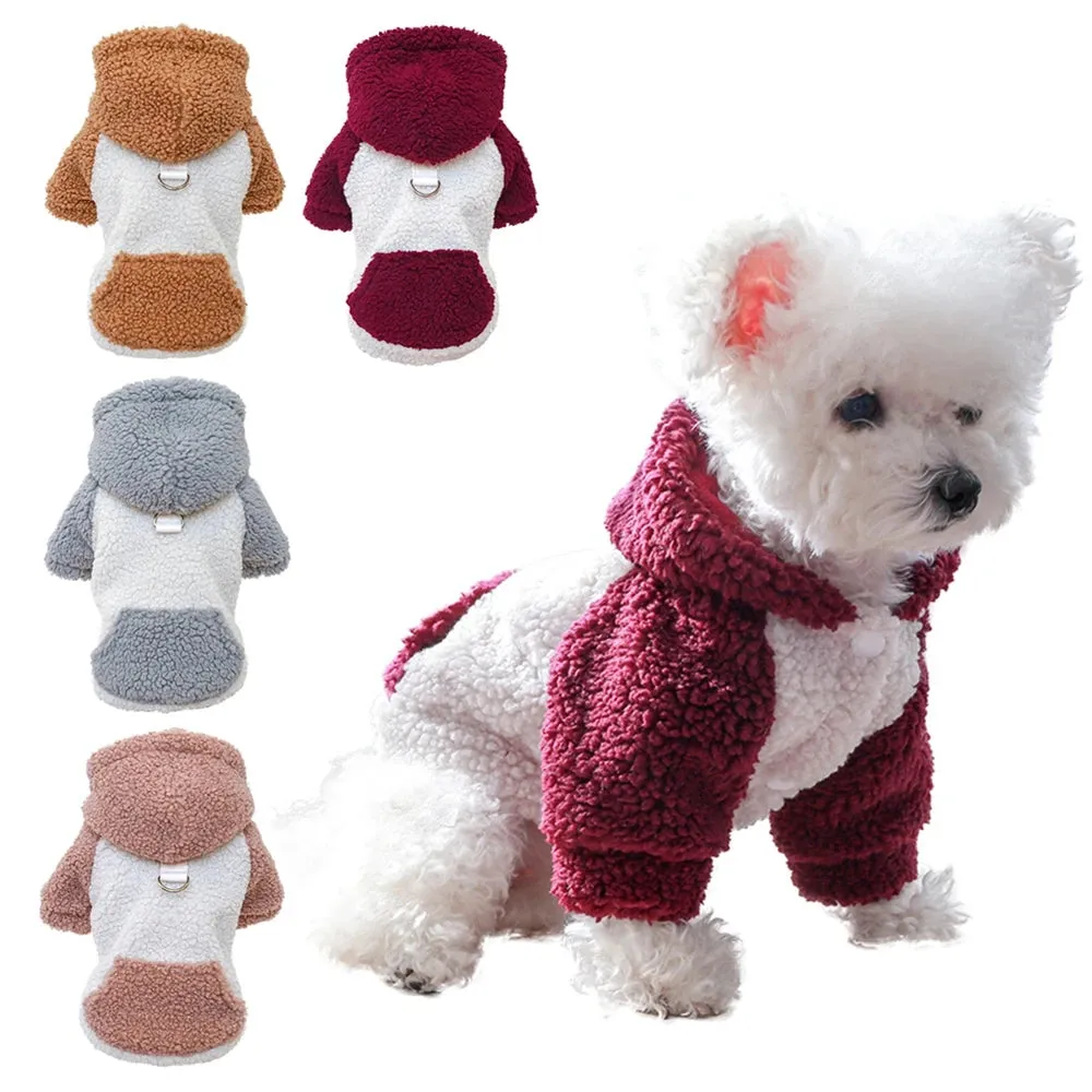 Adorable Elegance: Cute Winter Pet Dog Clothes with Harness Coat - Warm Wool Lamb Outfit for Small Dogs, Perfect for Chihuahuas and Yorkies