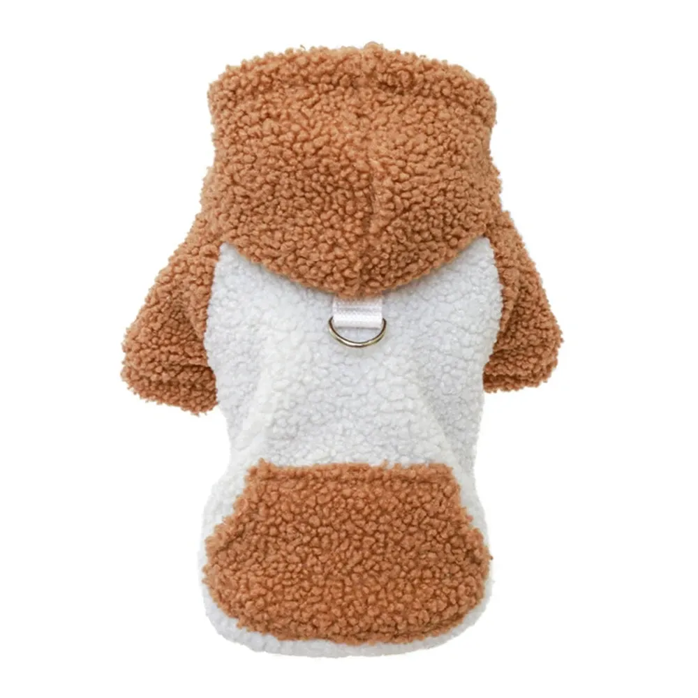 Adorable Elegance: Cute Winter Pet Dog Clothes with Harness Coat - Warm Wool Lamb Outfit for Small Dogs, Perfect for Chihuahuas and Yorkies