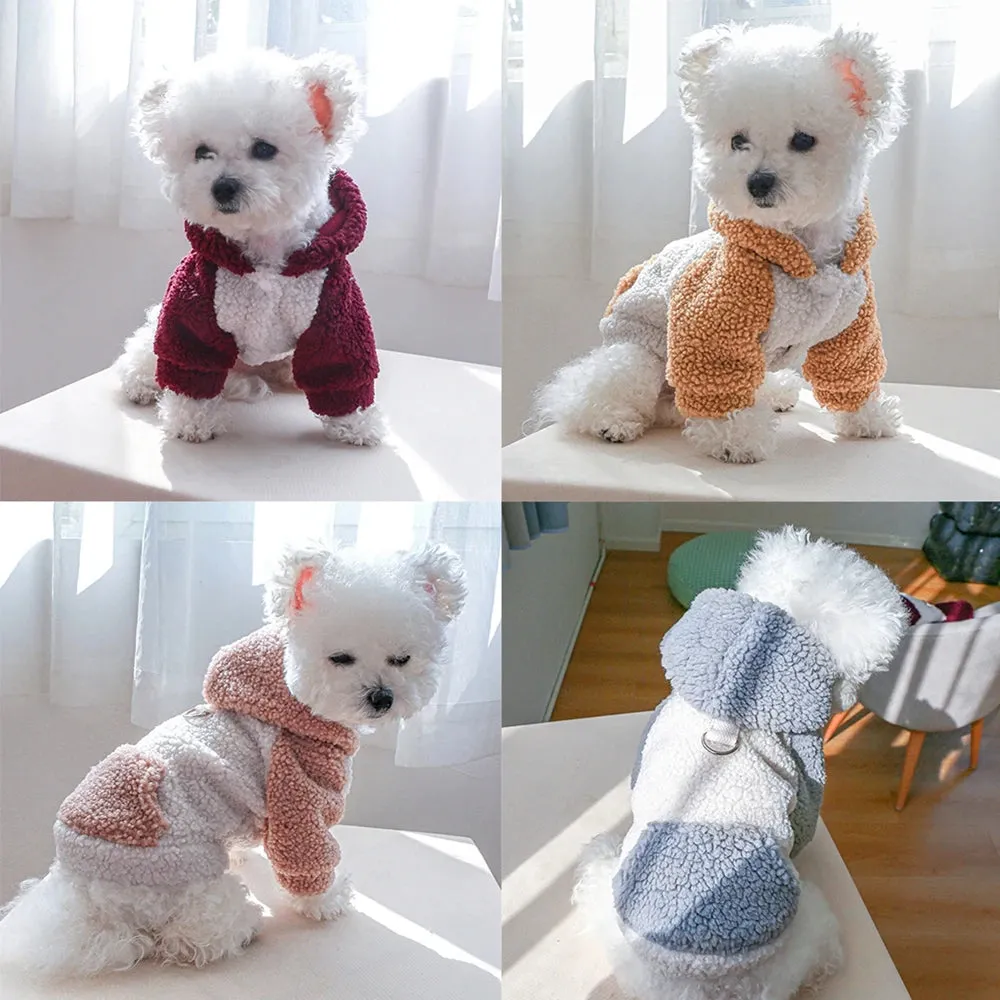 Adorable Elegance: Cute Winter Pet Dog Clothes with Harness Coat - Warm Wool Lamb Outfit for Small Dogs, Perfect for Chihuahuas and Yorkies