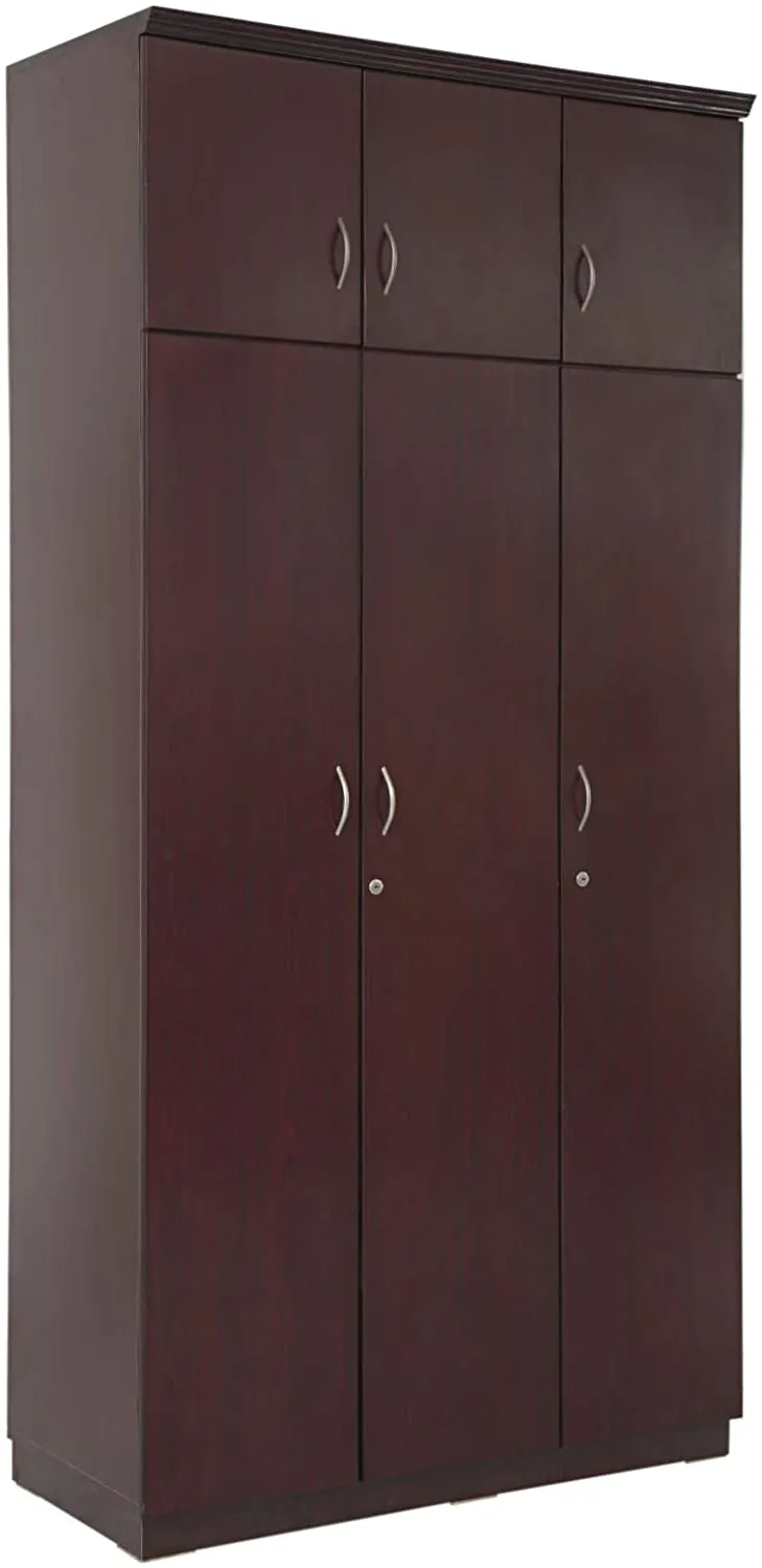 AFT Max Three Door Wardrobe with Up-Top Storage, Dark Brown