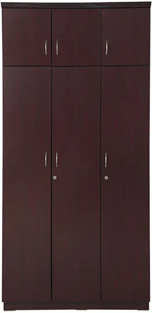 AFT Max Three Door Wardrobe with Up-Top Storage, Dark Brown