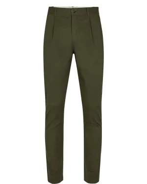 AKJAMES COTTON PLEAT PANT - Forest night