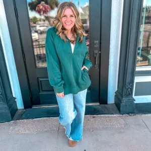 All The Better 3 Quarter Zip Sweater - Forest Green