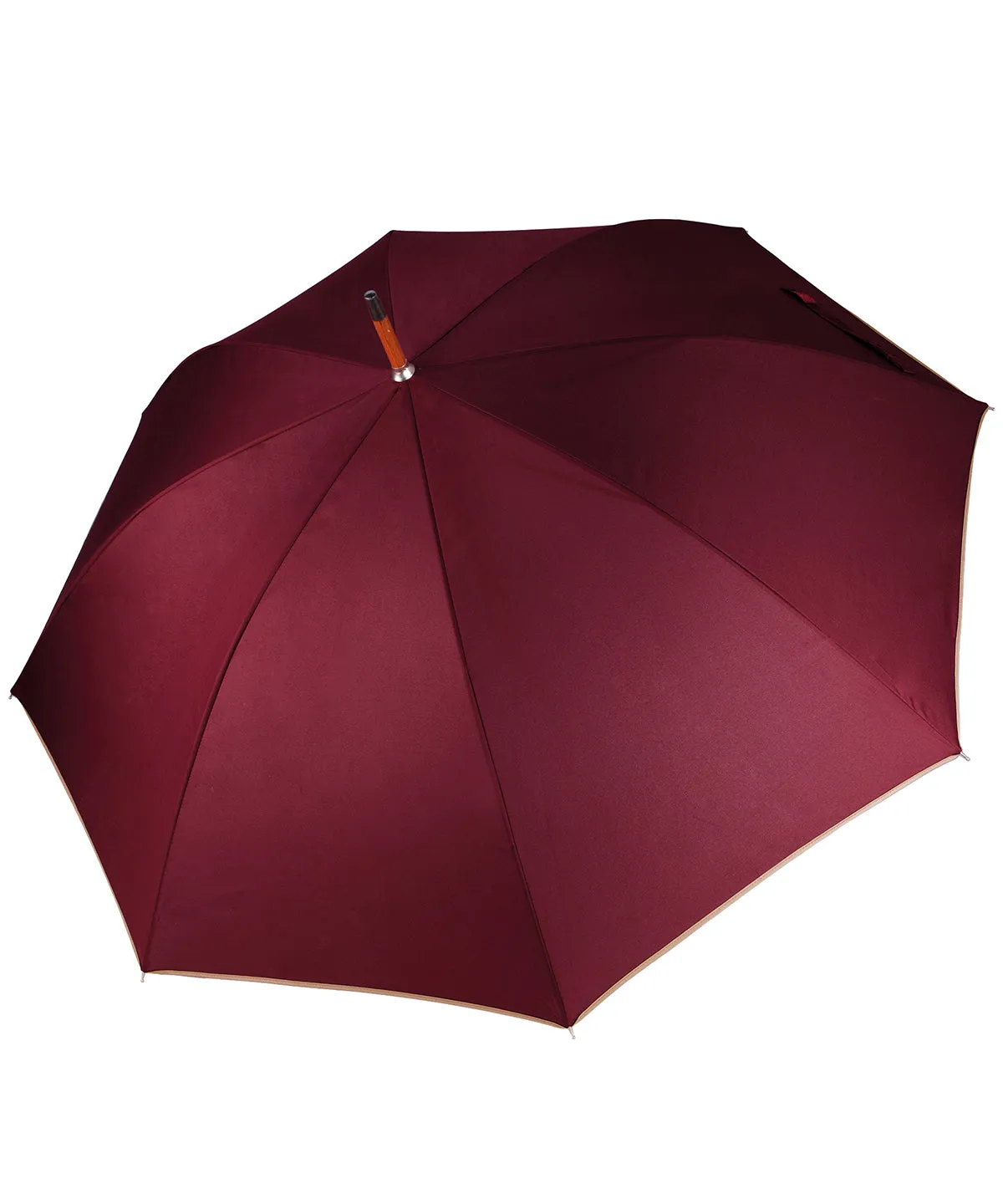 Auto open wooden umbrella | Burgundy/Beige