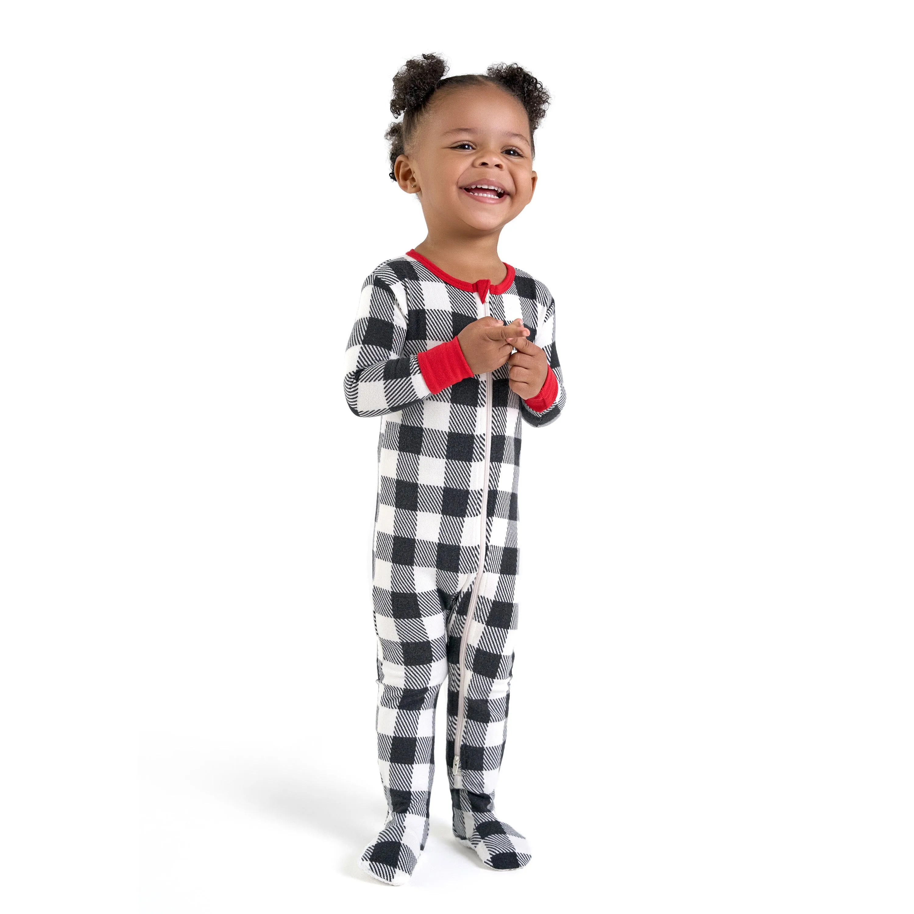 Baby & Toddler Neutral Buffalo Plaid Hacci Snug Fit Footed Pajamas