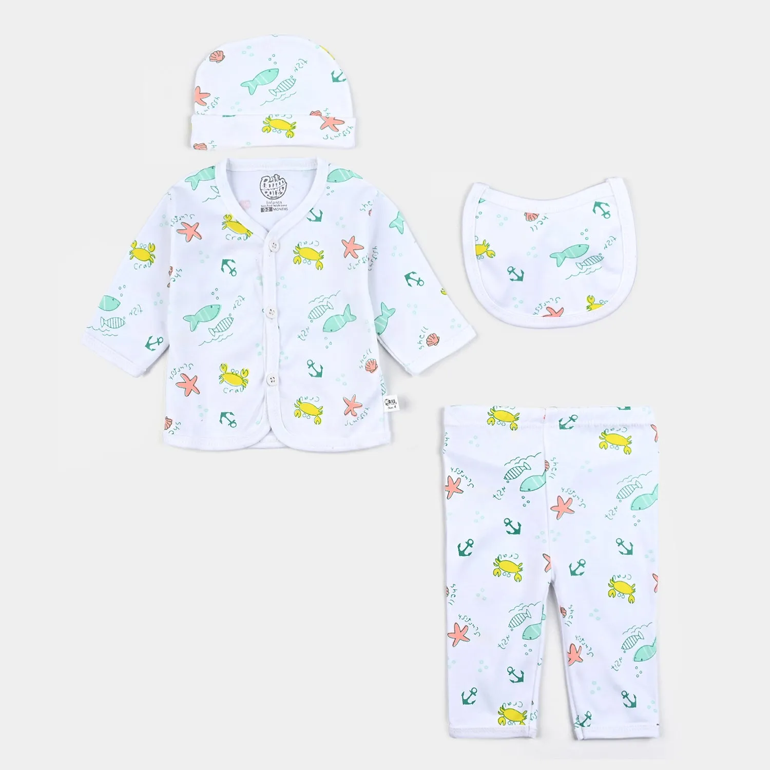 Baby Winter Suit Fish Green 4PCs | 0-3M