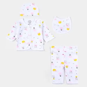 Baby Winter Suit Rabbit Pink 4PCs | 0-3M