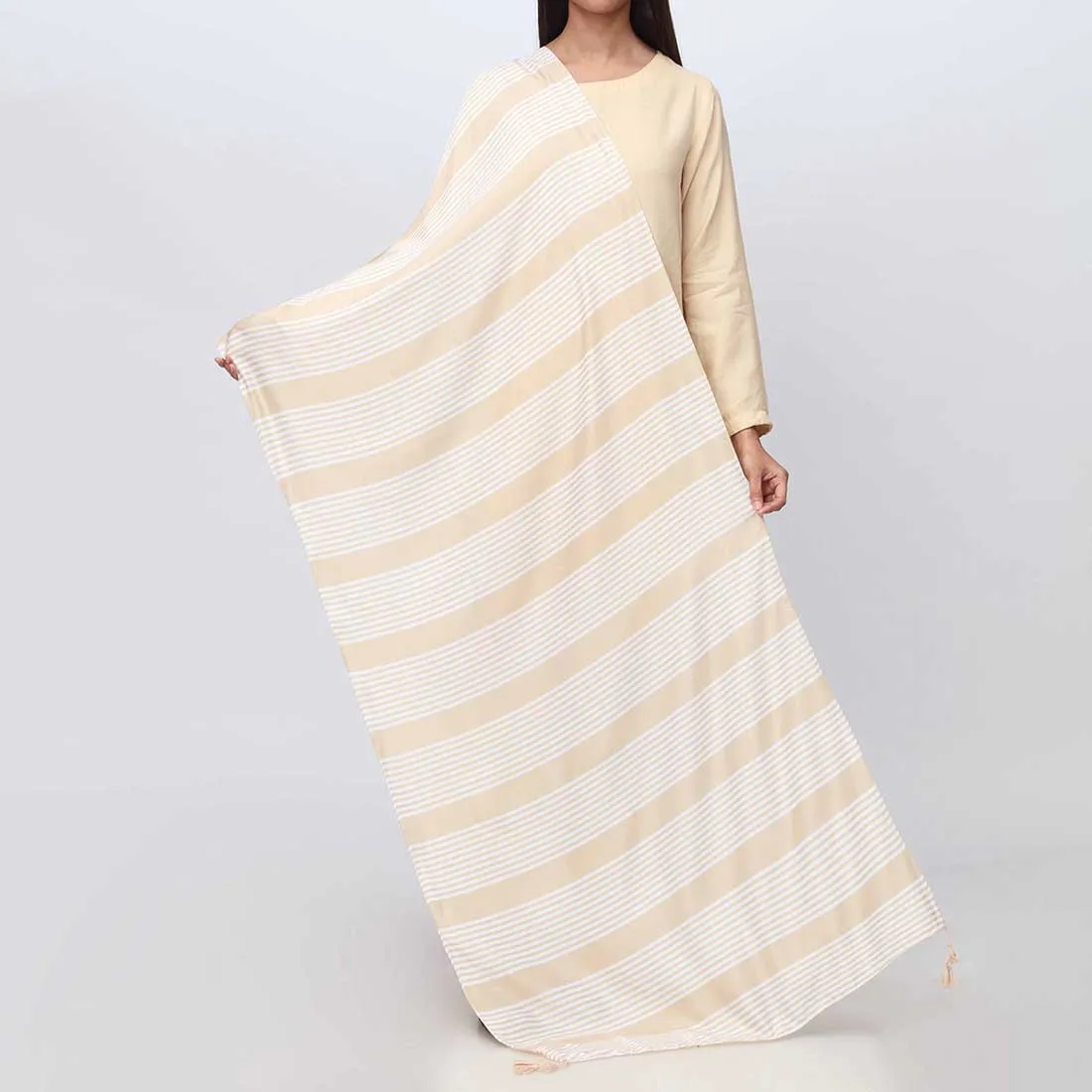 Beige Stripe Stole PW3779