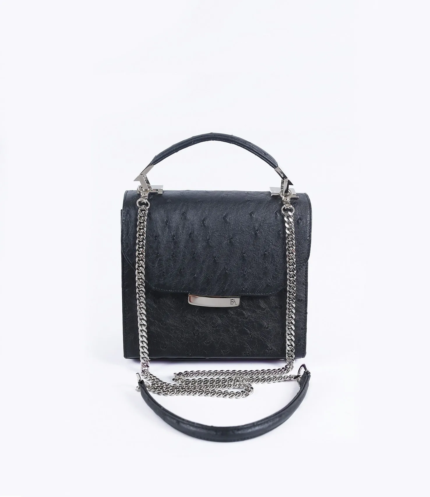 Black Ostrich Mini Steffany Tote