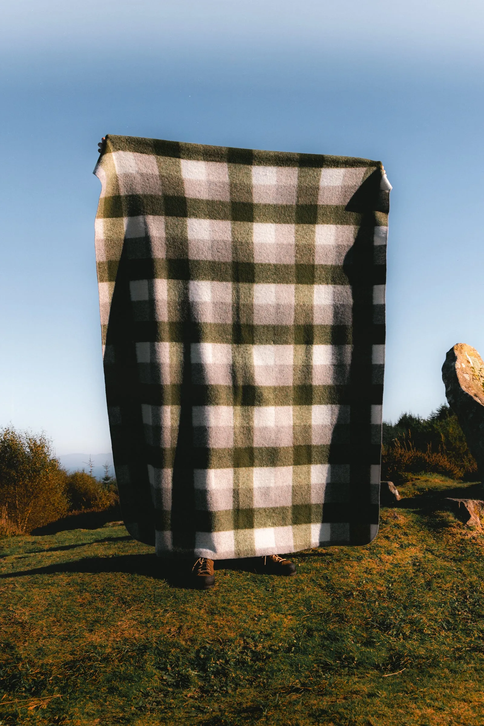 Blanket in Forest Check Italian Wool