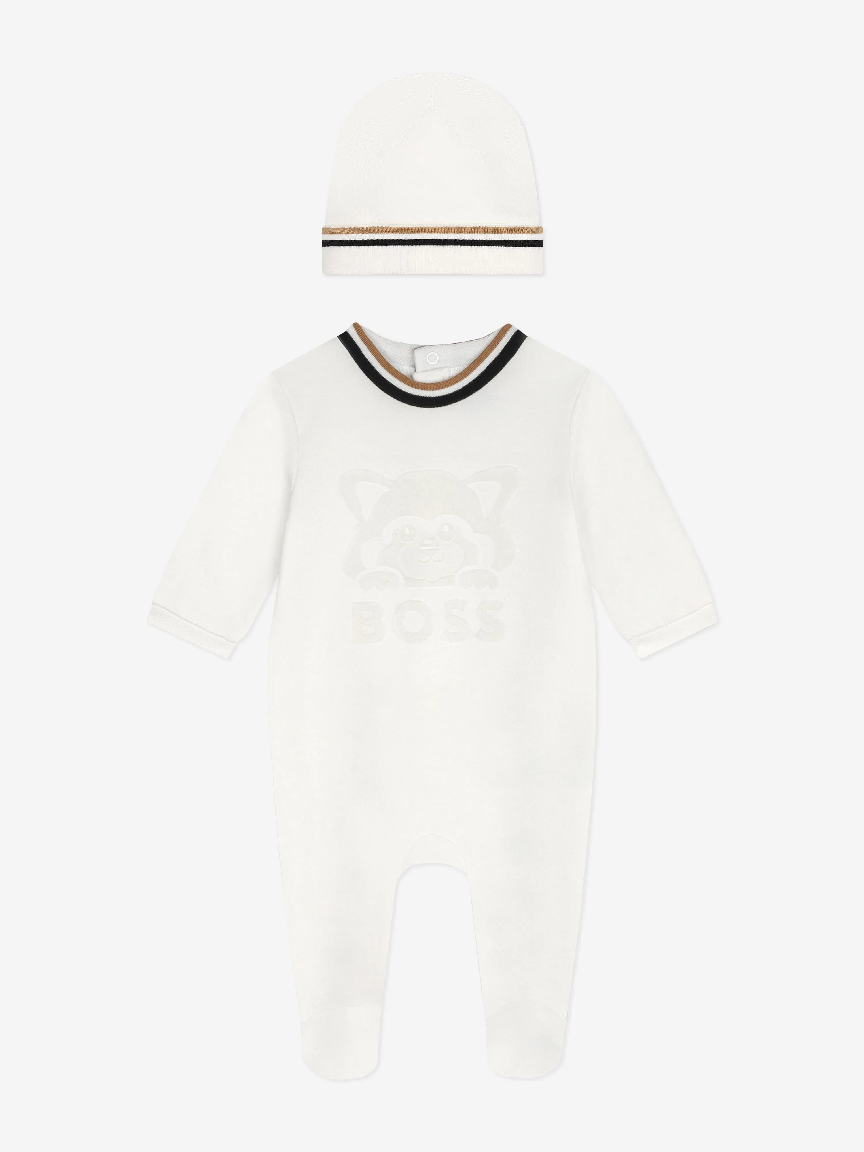 BOSS Baby Cotton Babygrow Gift Set in Ivory