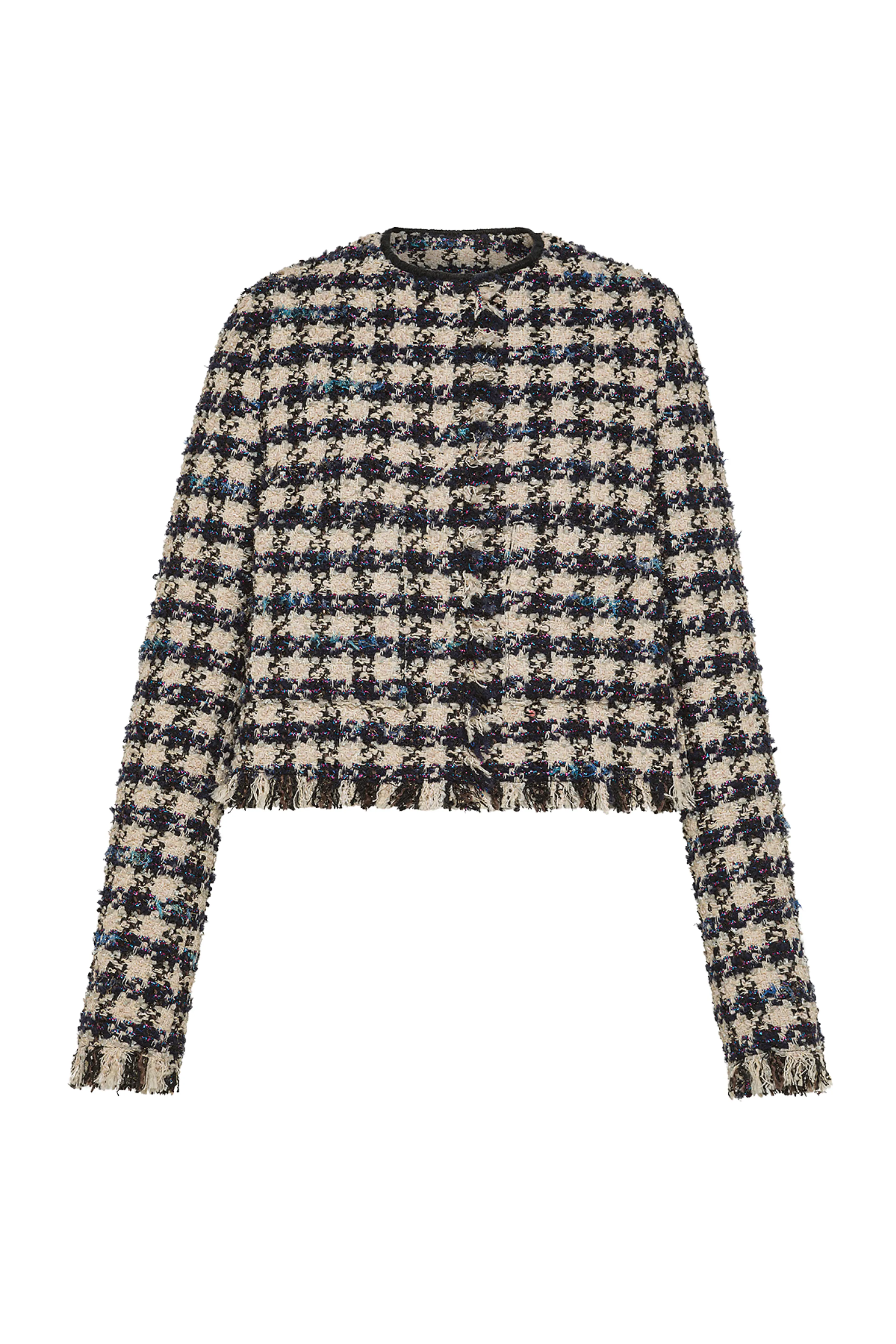 Boxy Houndstooth Tweed Jacket