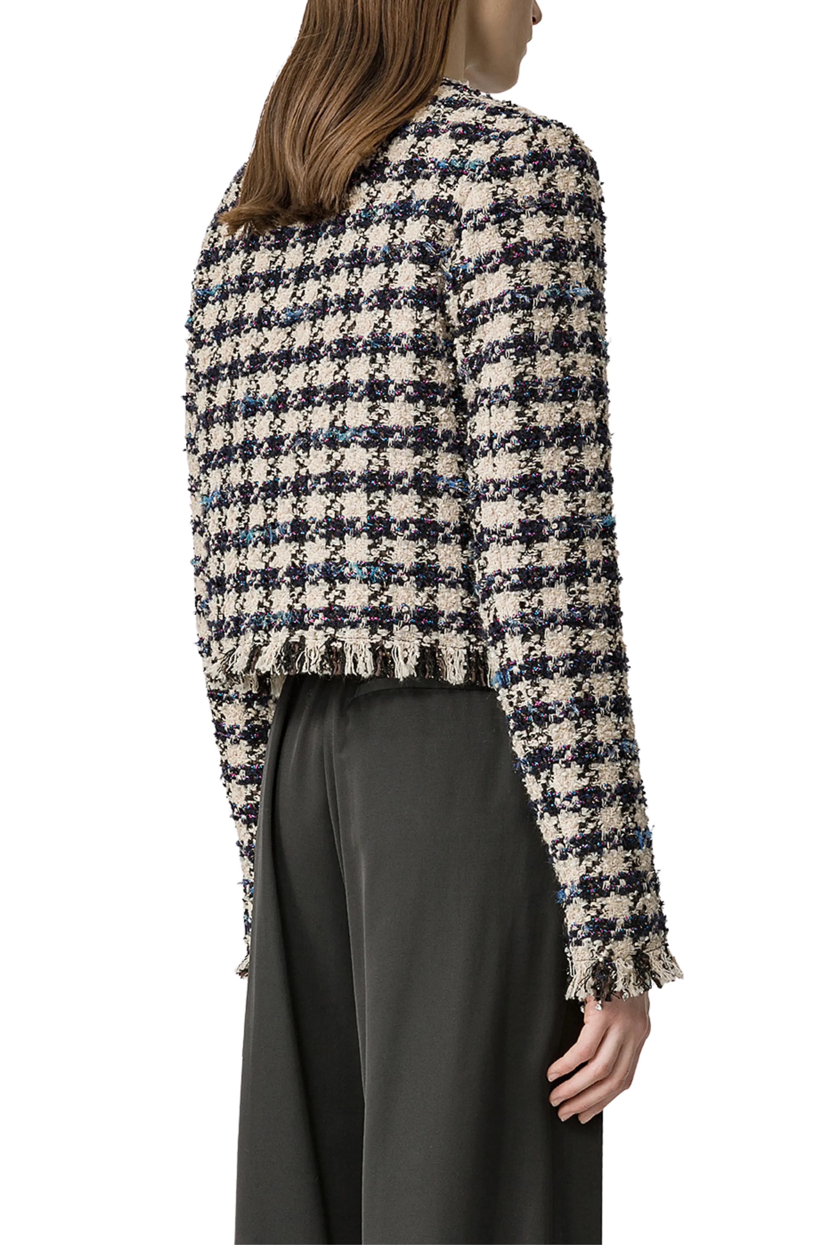 Boxy Houndstooth Tweed Jacket