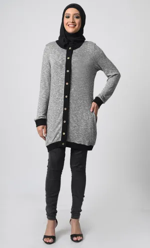 Button down  Knitted Wool Winter Cardigan