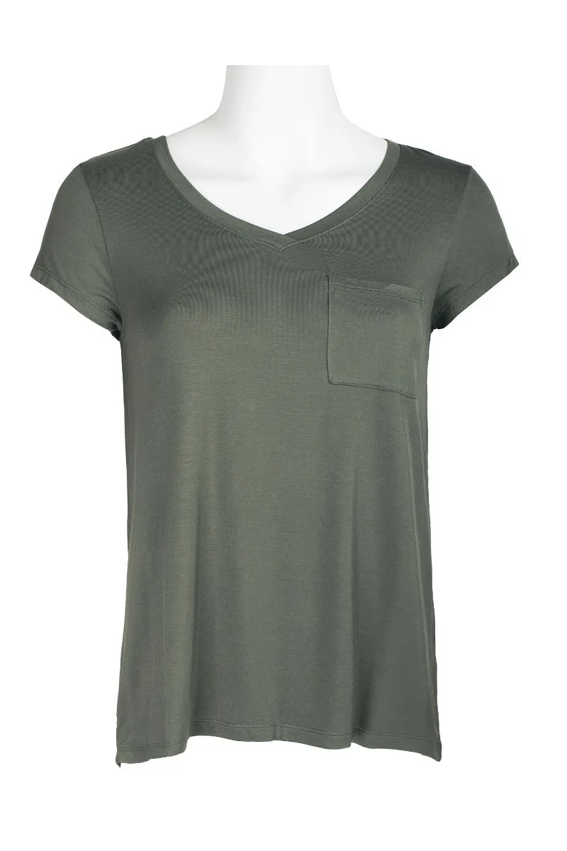 Cable & Guage Scoop Neck Short Sleeve Pocket Solid ITY T-Shirt