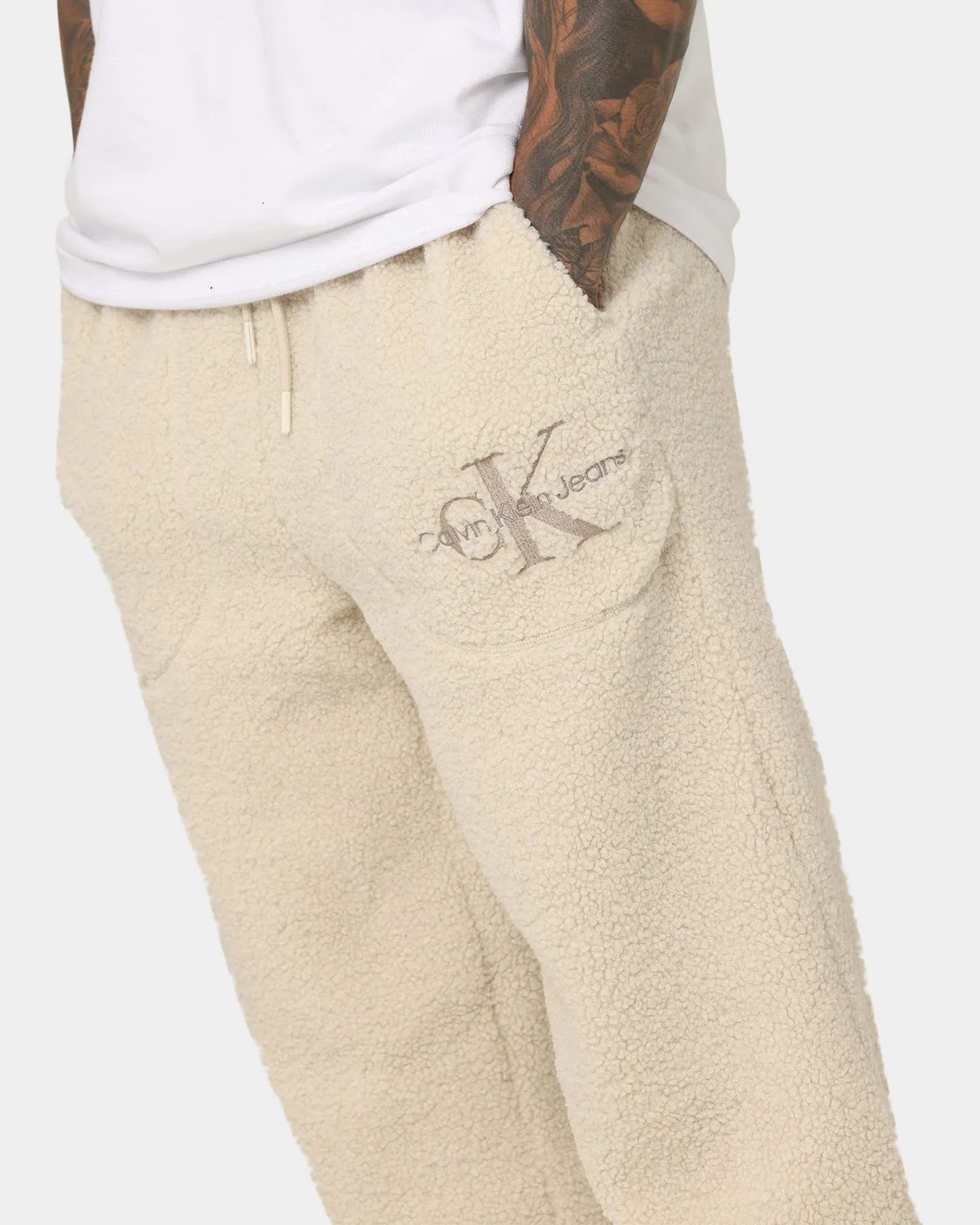 Calvin Klein Monologo Sherpa Trackpants Eggshell