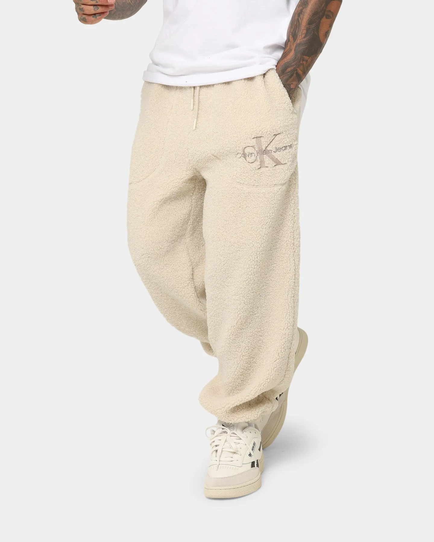 Calvin Klein Monologo Sherpa Trackpants Eggshell