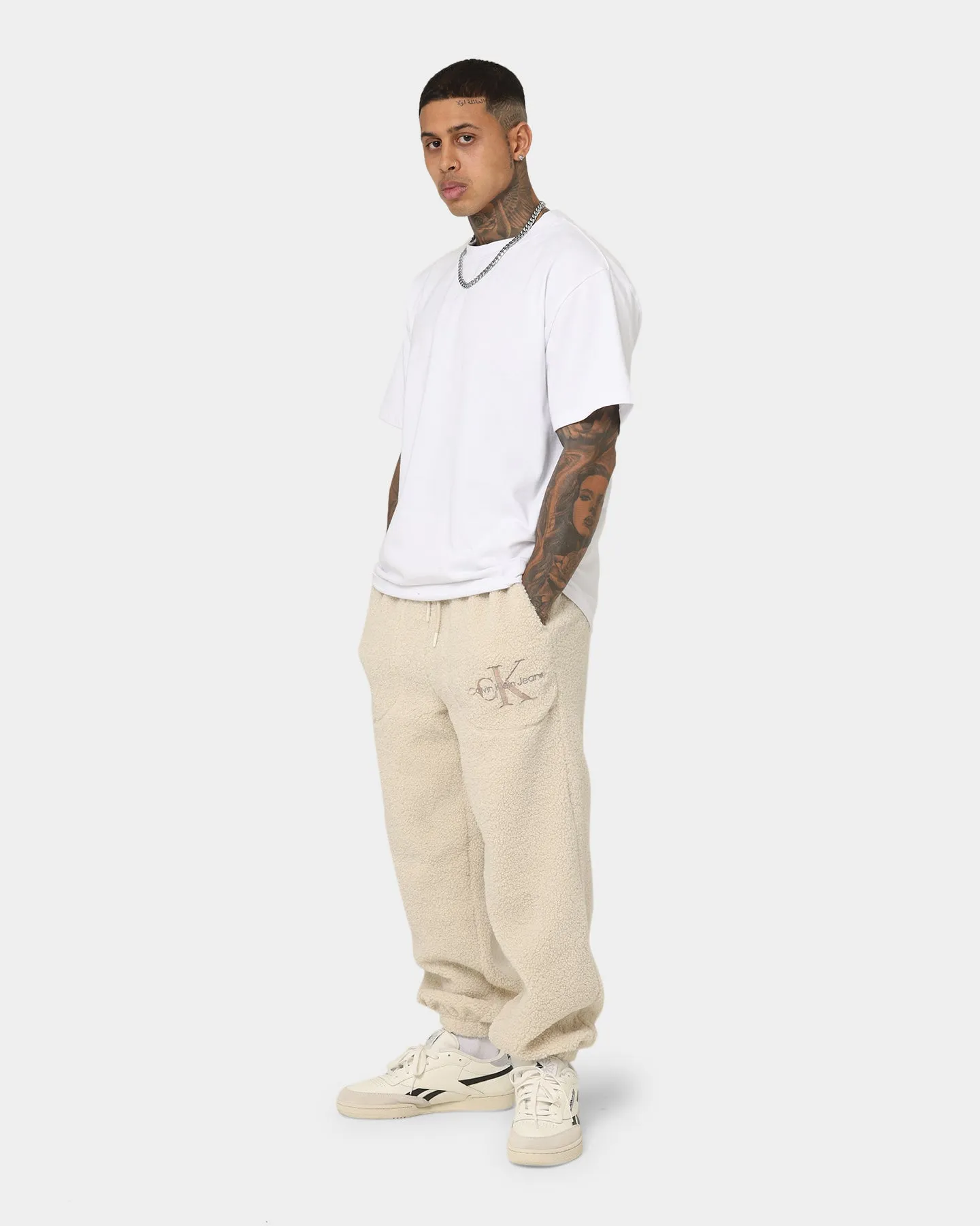 Calvin Klein Monologo Sherpa Trackpants Eggshell