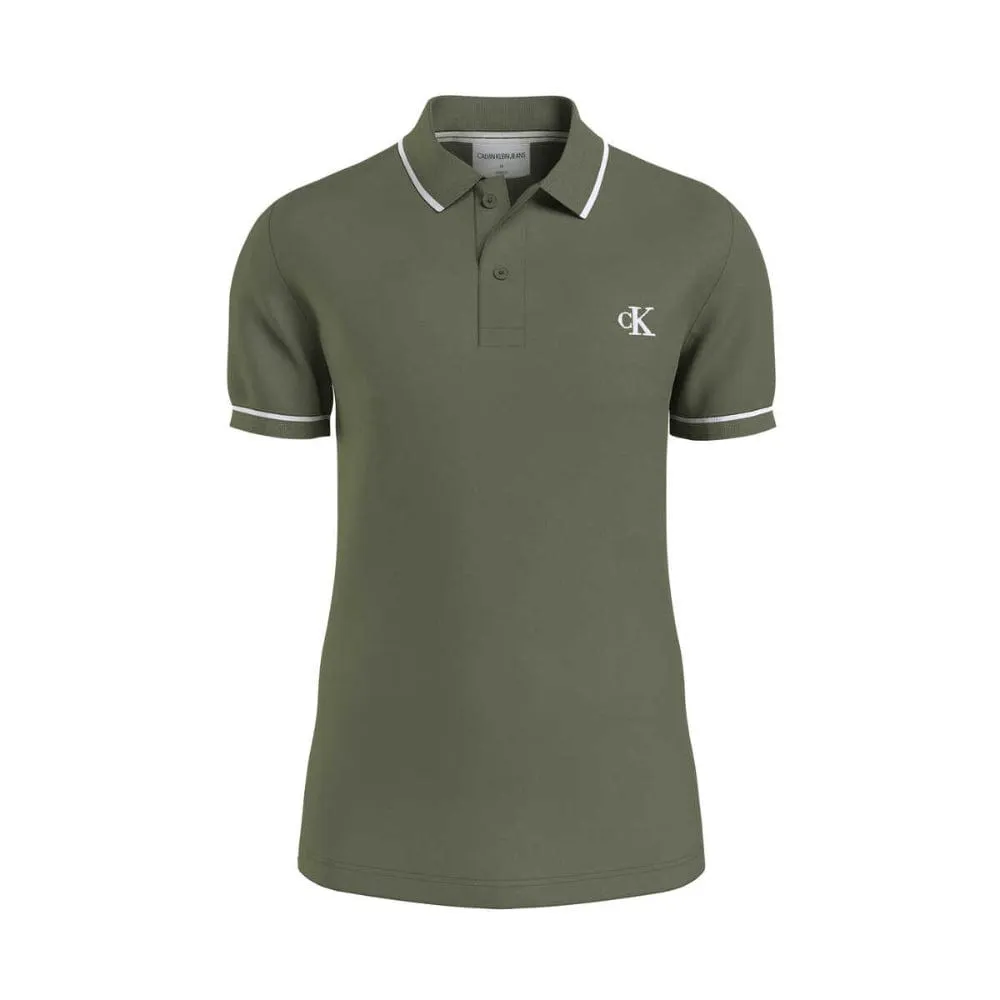 Calvin Klein Slim Polo Shirt in Thyme Green