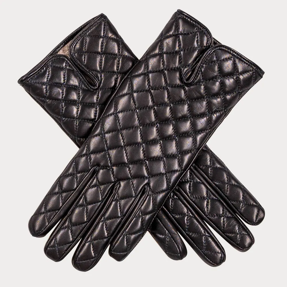 Cashmere Slouch Beanie & Quilted Leather Gloves Set