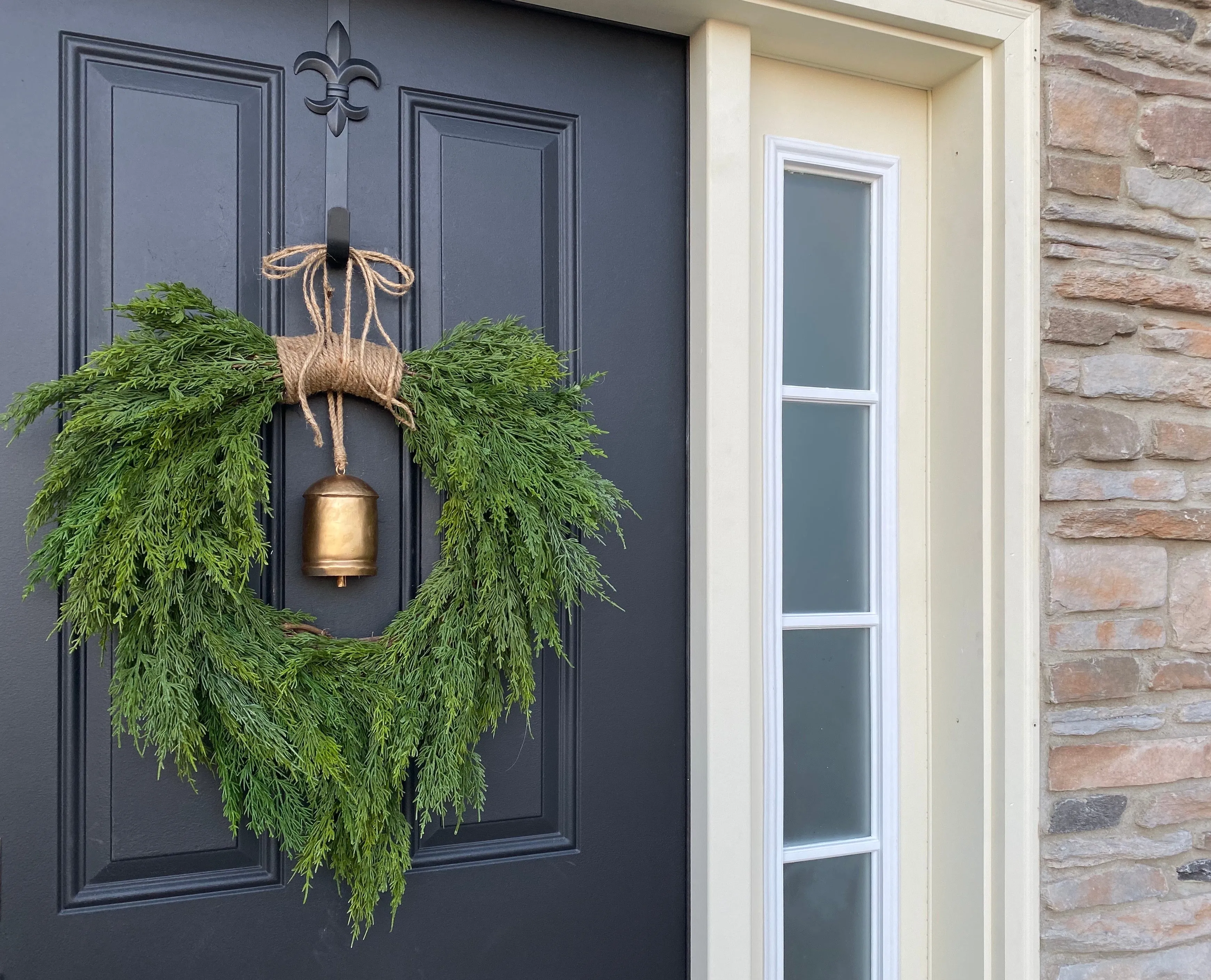 Cedar Wreath with Gold Hanging Bell