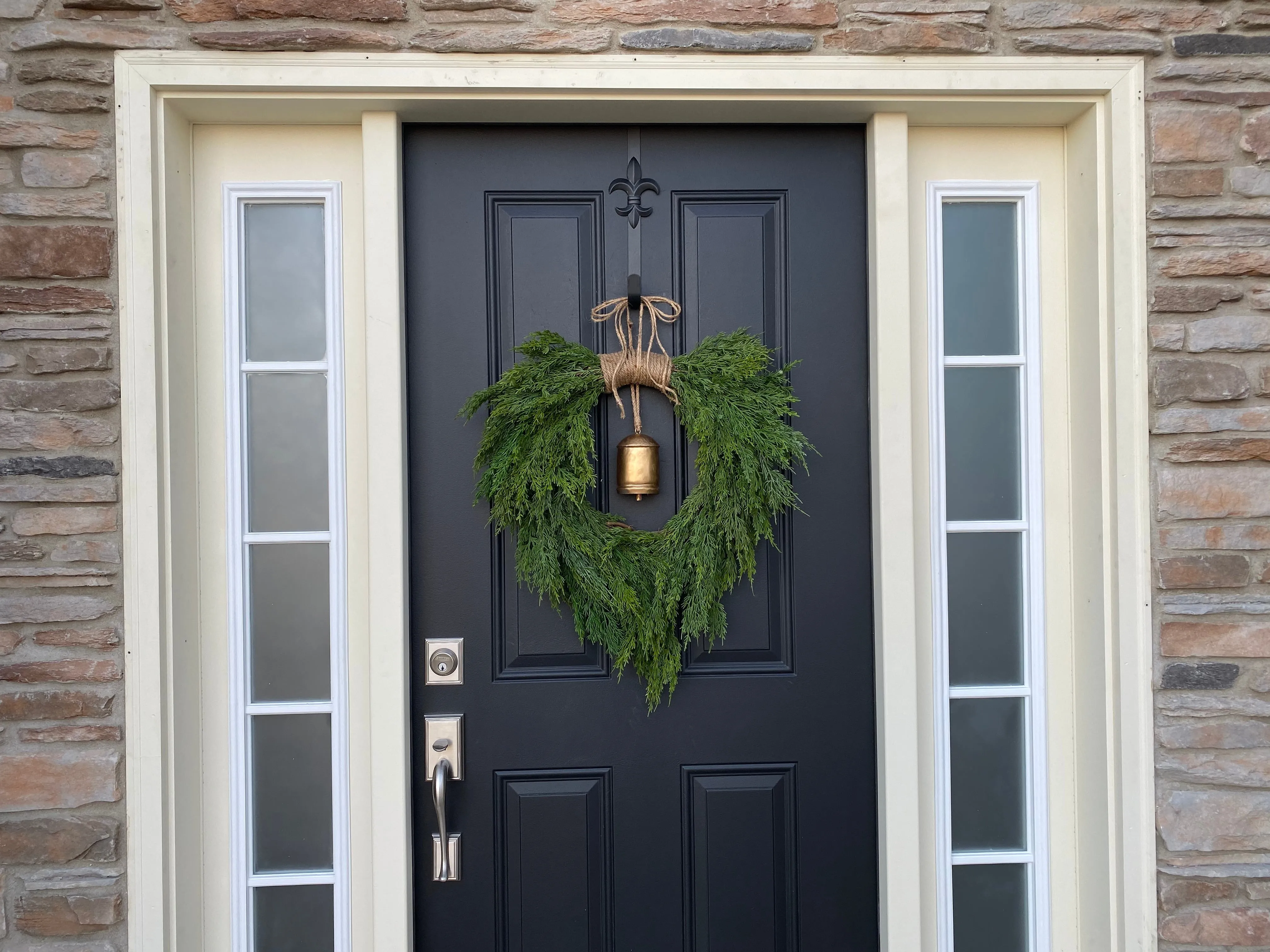 Cedar Wreath with Gold Hanging Bell